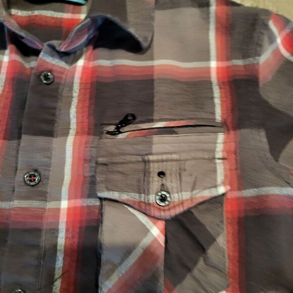 Howe Long Sleeved Tatical Plaid Flannel Button Up Shirt Men's Size Small - Picture 4 of 7
